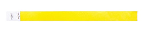 SICURIX Sequentially Numbered Security Wristbands 100 Pack Yellow (85070)