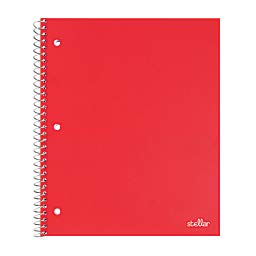 Office Depot Brand Stellar Poly Notebook, 8" x 11", 1 Subject, College Ruled, 200 Pages (100 Sheets), Red