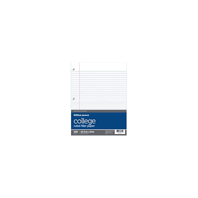 Office Depot� - Filler Paper - Notebook Filler Paper, College Ruled - Paper - 10.62" x 8.12" x 1.5" - Paper - 8" x 10-1/