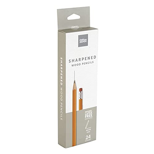 Office Depot Presharpened Wood Pencils, 2 Medium Soft Lead, Yellow, 24-Pack