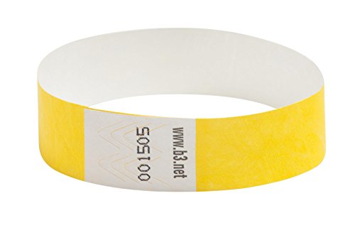 SICURIX Sequentially Numbered Security Wristbands 100 Pack Yellow (85070)