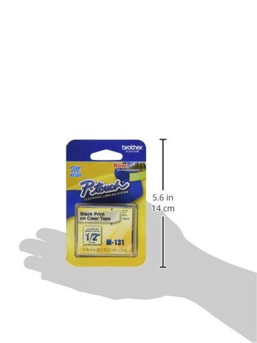 Brother Genuine P-Touch M-131 Tape, 1/2" (0.47") Standard P-Touch Tape, Black on Clear, for Indoor Use, Water Resistant, 26.2 Feet (8M), Single-Pack