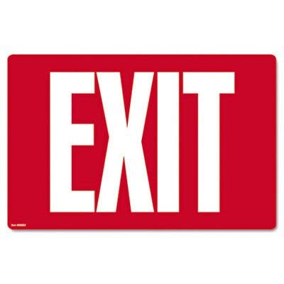 Glow-in-the-Dark Safety Sign, Exit, 12 x 8, Red