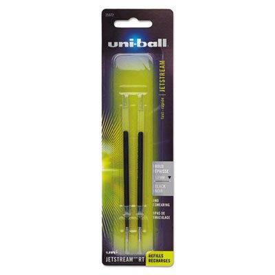 Refill for uni-ball JetStream RT Pens, Bold, Black Ink, 2/Pack