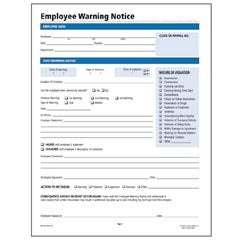 Employee Warning Notice Form, 11 x 8-1/2, 50 Per Pack