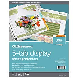 Office Depot Brand Tabbed Sheet Protectors, 5-Tab, Assorted Colors ...