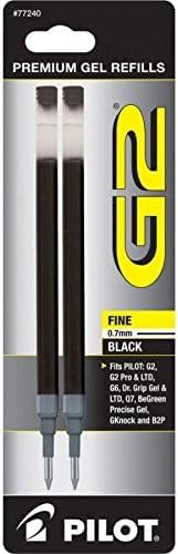 Pilot, G2 Gel Ink Refills, Fine Point 0.7 mm, Black, Twin Pack - Pack of 2 (4 Total)