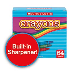 Scholastic Standard Crayons, Assorted Colors, Pack of 64