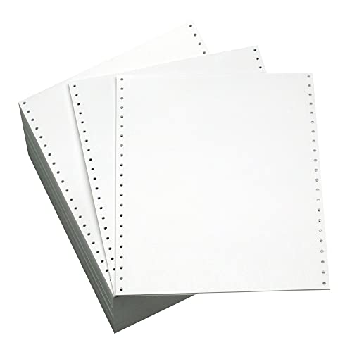 Domtar Continuous Form Paper, Clean Edge Perforation, 9 1/2" x 11", 20 Lb, Blank White, Carton of 2,300 Forms