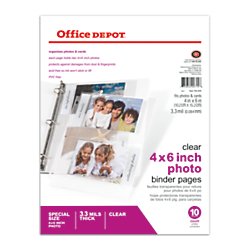 Office Depot Brand Photo Pages, 4in x 6in, Pack of 10