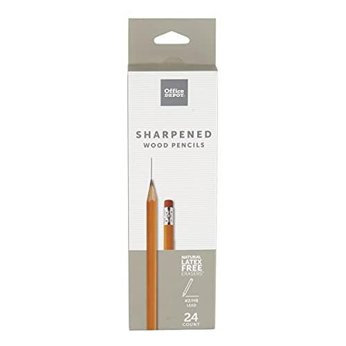 Office Depot Presharpened Wood Pencils, 2 Medium Soft Lead, Yellow, 24-Pack