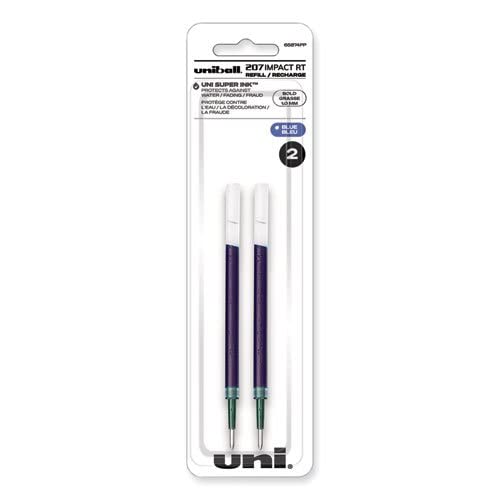 Refill for uni-ball Gel IMPACT RT Roller Ball Pens, Bold, Blue, 2/Pack