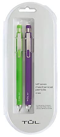 TUL Mechanical Pencils, 0.7 mm, Lime & Purple Barrels, Pack Of 2 Pencils