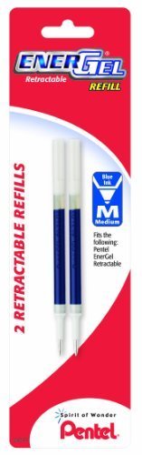 Pentel Refill Ink for EnerGel and Lancelot Gel Pen, 0.7mm Metal Tip, Blue Ink, 2 per Pack (LR7BP2C)