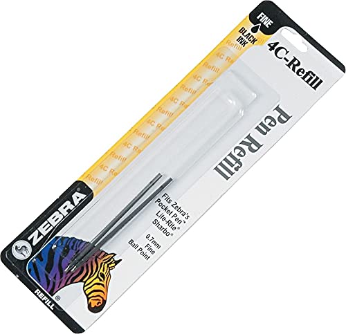 ZEBRA 85612 Refill For Styluspen Twist And 4C Pocket Pens, Fine, Black Ink, 2/Pack