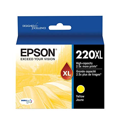 EPSON 220 DURABrite Ultra Ink High Capacity Yellow Cartridge (T220XL420-S) Works with WorkForce WF-2630, WF-2650, WF-2660, WF-2750, WF-2760, Expression XP-320, XP-420, XP-424