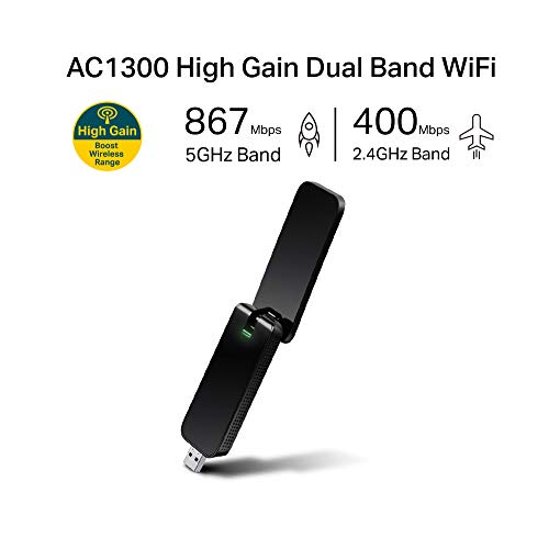 TP-Link |1300Mbps USB Wifi Adapter | Dual Band MU-MIMO Wireless Network Dongle with Foldable High Gain Antenna for PC | Works with Windows and Mac OS (Archer T4U V3