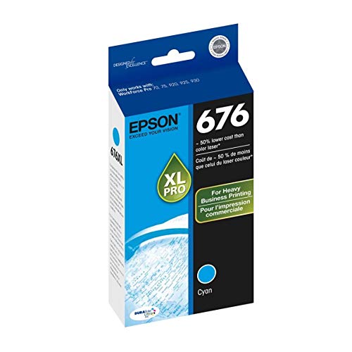 EPSON 676 DURABrite Ultra Ink High Capacity Cyan Cartridge (T676XL220-S) Works with WorkForce Pro EXP 08.2024
