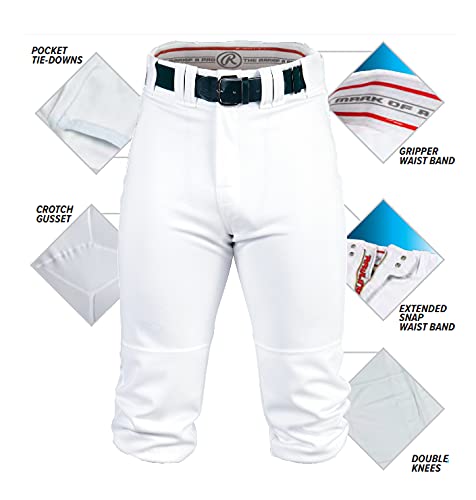 Rawlings PRO 150 Series Game/Practice Baseball Pant, Youth, Solid Color, Knicker, Grey, Small