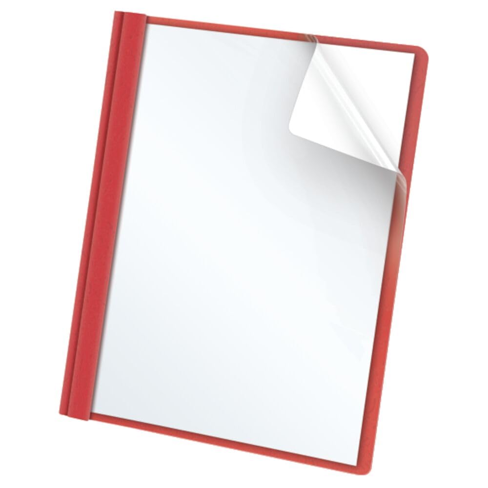 Oxford Clear Front Report Covers, Red, Letter Size, 25 per box (55811EE)