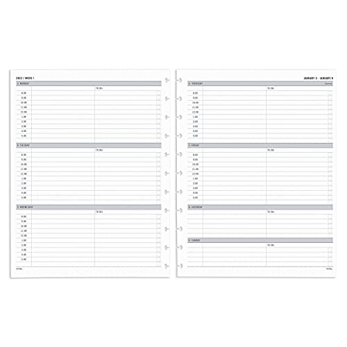 TUL® Discbound Weekly Refill Pages, Letter Size, January To December 2022, TULLTFLR-TIME