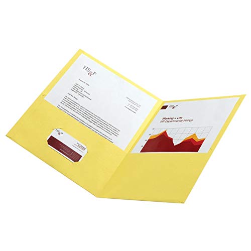 Office Depot� Brand Leatherette Twin-Pocket Portfolios, Yellow, Pack Of 10