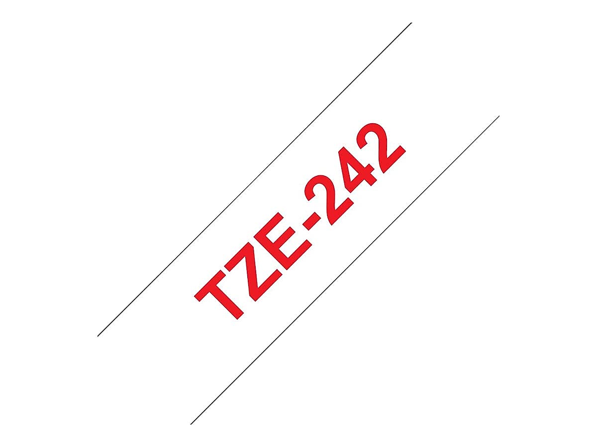 Brother Genuine P-Touch TZE-242 Tape, 3/4" (0.7 mm) Standard Laminated P-Touch Tape, Red on White, Laminated for Indoor or Outdoor Use, Water-Resistant, 26.2 ft (8 m), Single-Pack