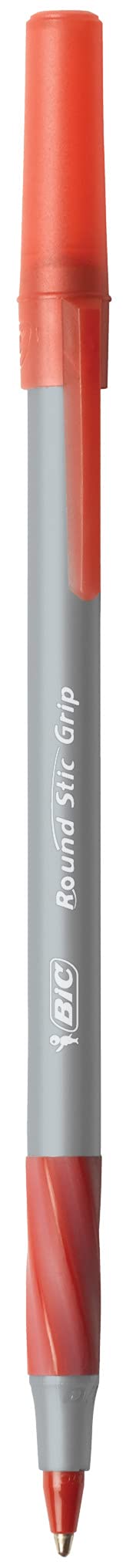 BIC Round Stic Grip Xtra Comfort Ballpoint Pen, Medium Point (1.2mm), Red, 12-Count (Pack of 2)