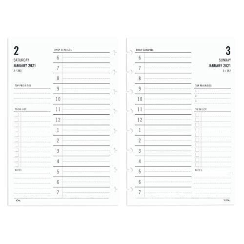 TUL® Discbound Daily Refill Pages, Junior Size, January to December 2021, TULJRFLR-1PG-RY