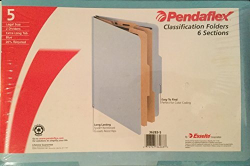 Pendaflex 6 Section Classification Folders, Legal Size, 5 Pack