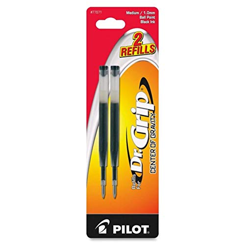 PILOT Dr. Grip Center of Gravity Ballpoint Ink Refill, Medium Point, Black Ink, 2-Pack (77271)