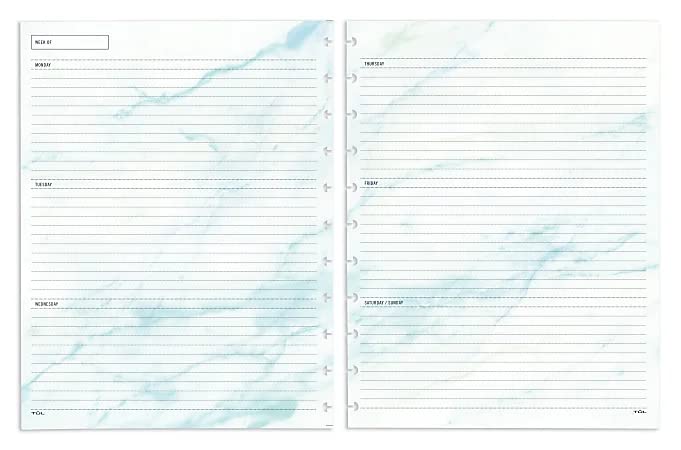 TUL Discbound Undated Weekly/Monthly Refill Pages, Letter Size, 68 Sheets, Marble