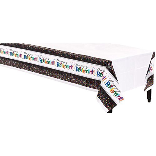 Vibrant Officially Retired Plastic Table Covers - 54" x 102" (1 Pc.) - Durable and Spill-Proof Material - Perfect for Retirement Celebration & Milestone Events