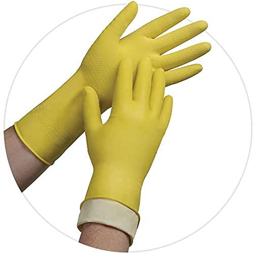 Ambitex LMD6500 Flocklined Work Gloves, Latex, Medium, Yellow (Pack of 12)