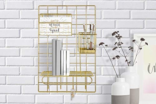 Realspace Metal Wire Shelf, 9-13/16"H x 3-15/16"W x 5-15/16"D, 100% Recycled, Gold