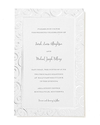 Silver Foil Swirls Border Print at Home Invitation Kit