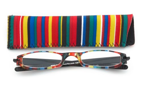 Zoom Eyeworks Reading Eyewear, Expressions Neoprene Multi-Stripe, 1.50