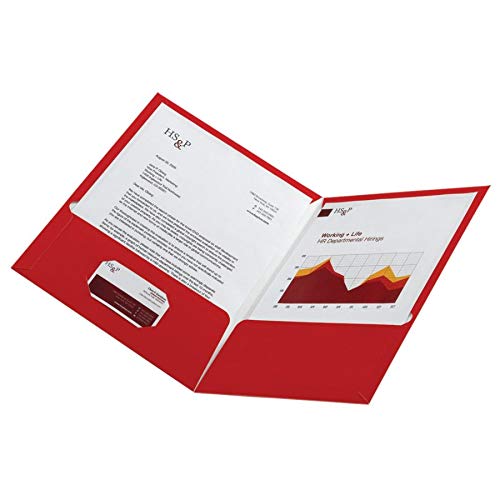 Office Depot� Brand Laminated Twin-Pocket Portfolios, Red, Pack of 10