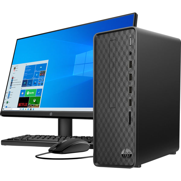 HP Slim S01-aF0006b Desktop PC Bundle, 23.8" Screen, AMD Ryzen 3, 8GB Memory, 256GB Solid State Drive, Windows� 10, 1K0C1AA#ABA