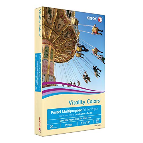 Xerox Vitality Colors Multi-Use Printer Paper, Ledger Size (11" x 17"), 20 Lb, 30% Recycled, Ivory, Ream of 500 Sheets