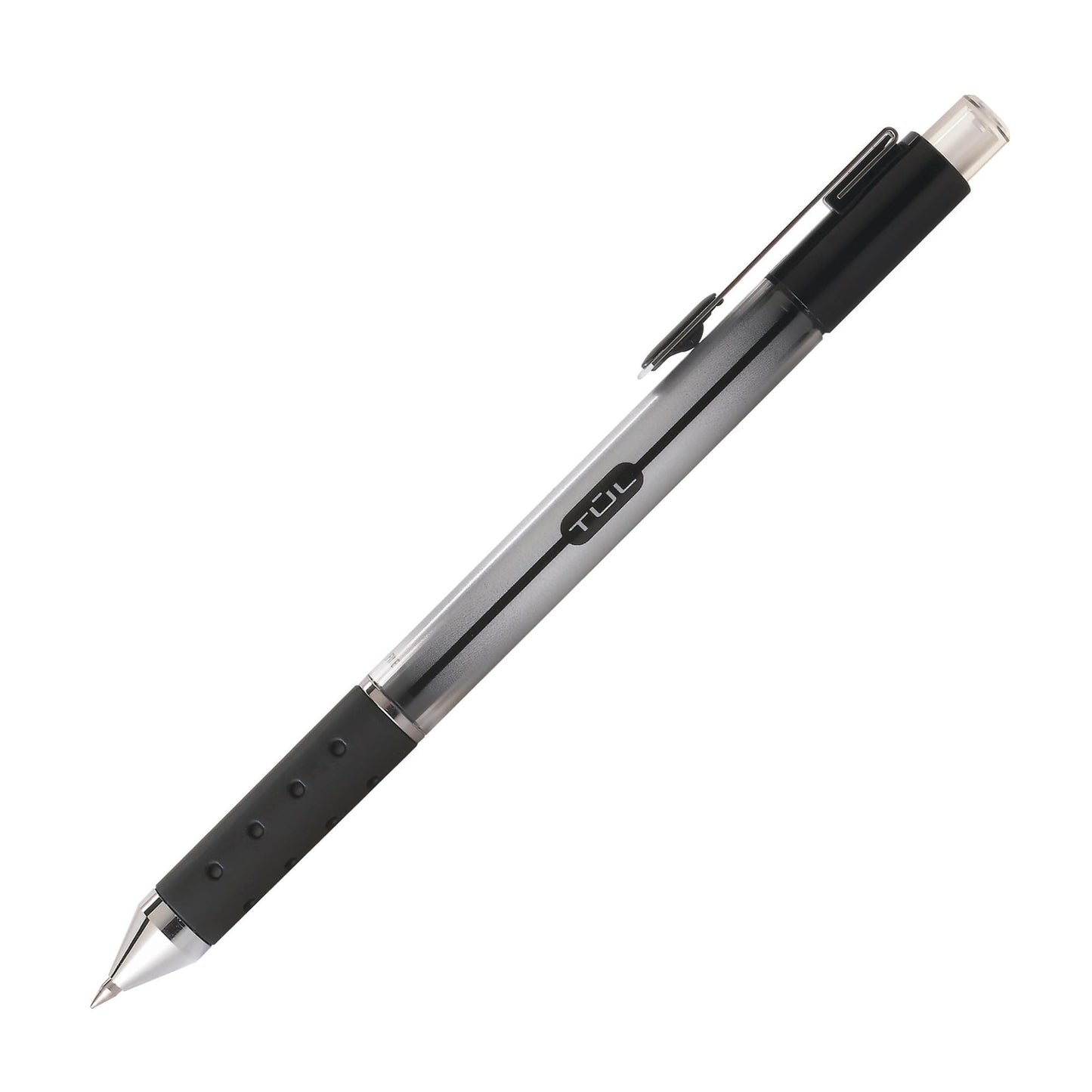 TUL Gel Pens, Retractable, Fine Point, 0.5 mm, Silver Barrel, Black Ink, Pack Of 4