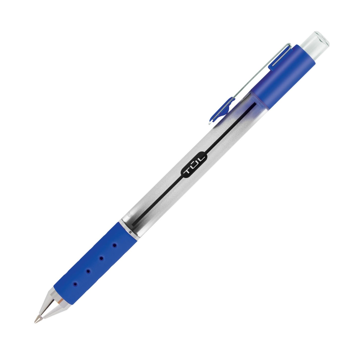 TUL® Retractable Gel Pens, Medium Point, 0.7 mm, Silver Barrel, Black And Blue Inks, Pack Of 4 Pens