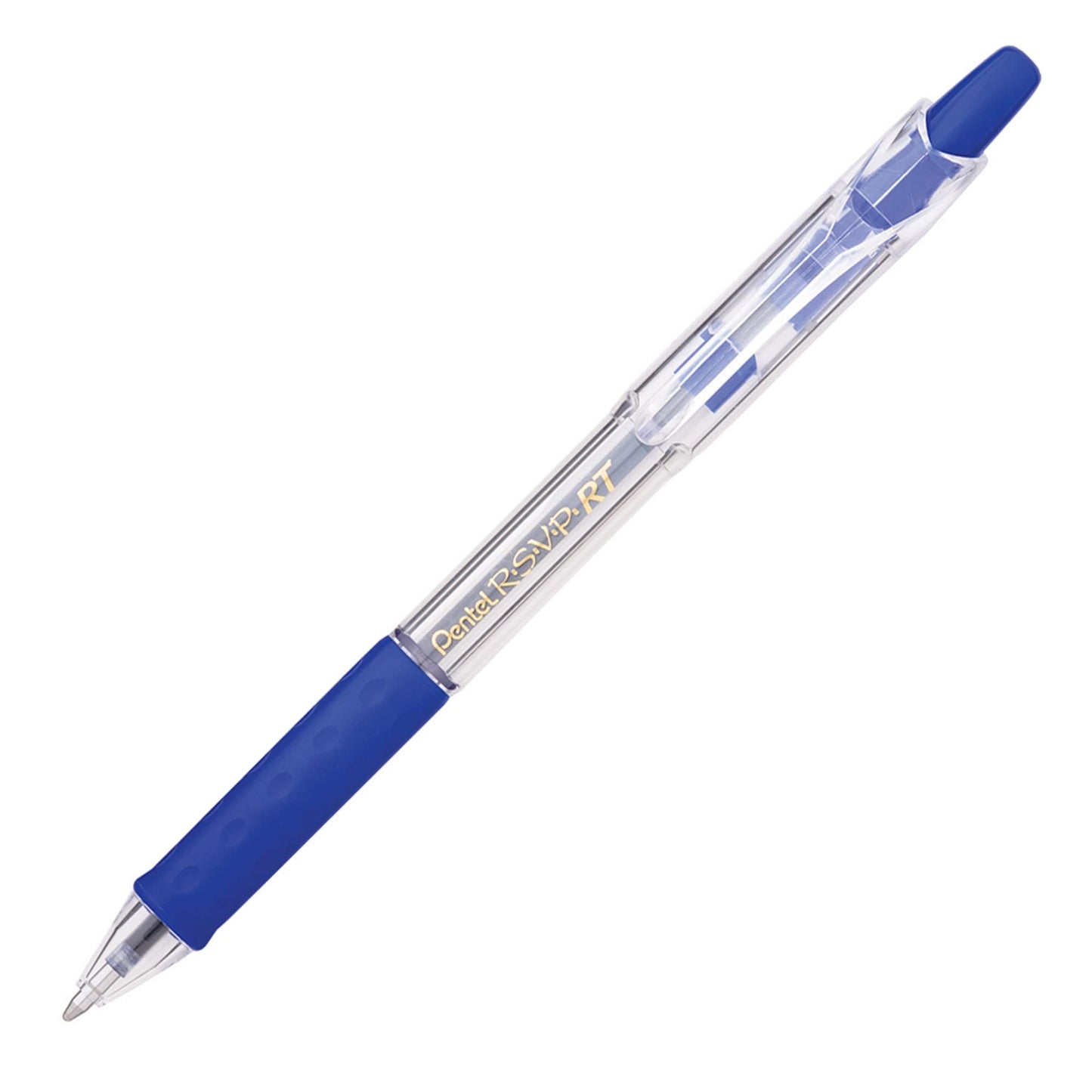 Pentel� R.S.V.P.� RT Retractable Ballpoint Pens, Medium Point, 1.0 mm, 61% Recycled, Transparent Blue Barrel, Blue Ink, Pack Of 12 Pens