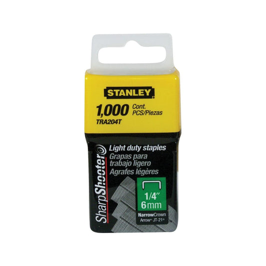 Stanley Tra204T 1/4 Inch Light Duty Narrow Crown Staples, Pack of 1000(Pack of 1000)