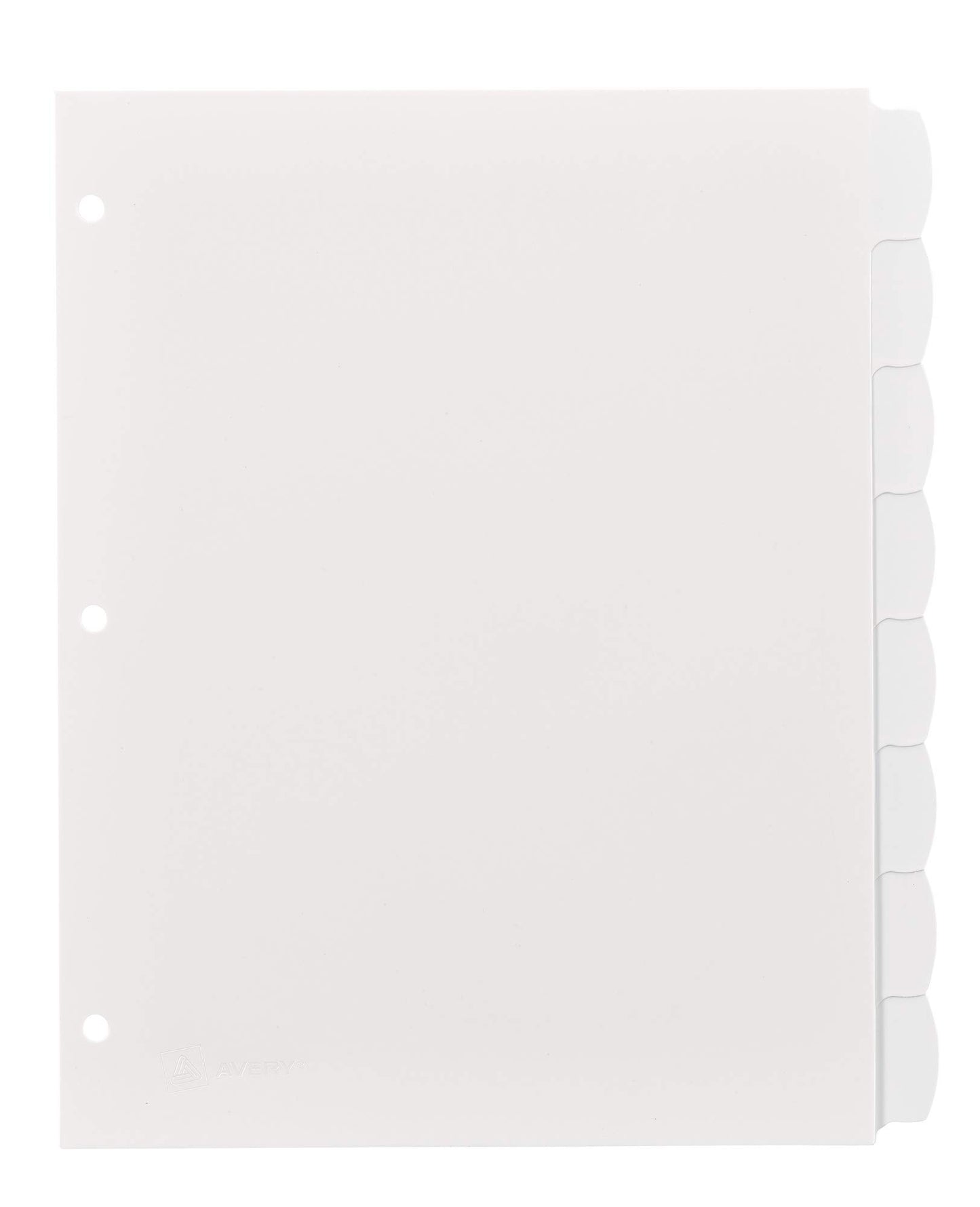 Avery Big Tab Write & Erase Durable Plastic Dividers for 3 Ring Binders, 8-Tab Set, White, 1 Set (16371)