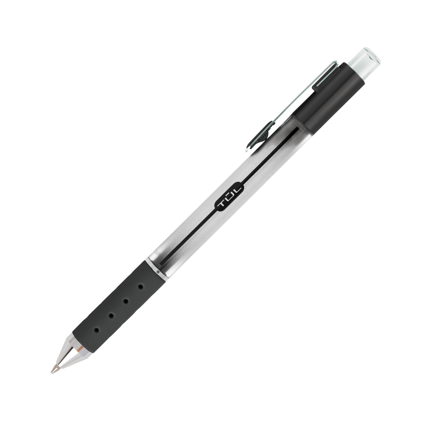 TUL® Retractable Gel Pens, Medium Point, 0.7 mm, Silver Barrel, Black And Blue Inks, Pack Of 4 Pens