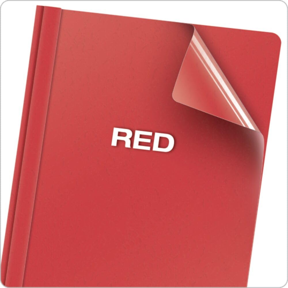 Oxford Clear Front Report Covers, Red, Letter Size, 25 per box (55811EE)