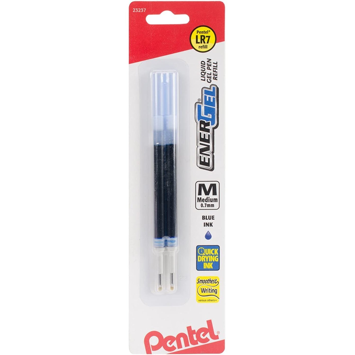 Pentel Refill Ink for EnerGel and Lancelot Gel Pen, 0.7mm Metal Tip, Blue Ink, 2 per Pack (LR7BP2C)