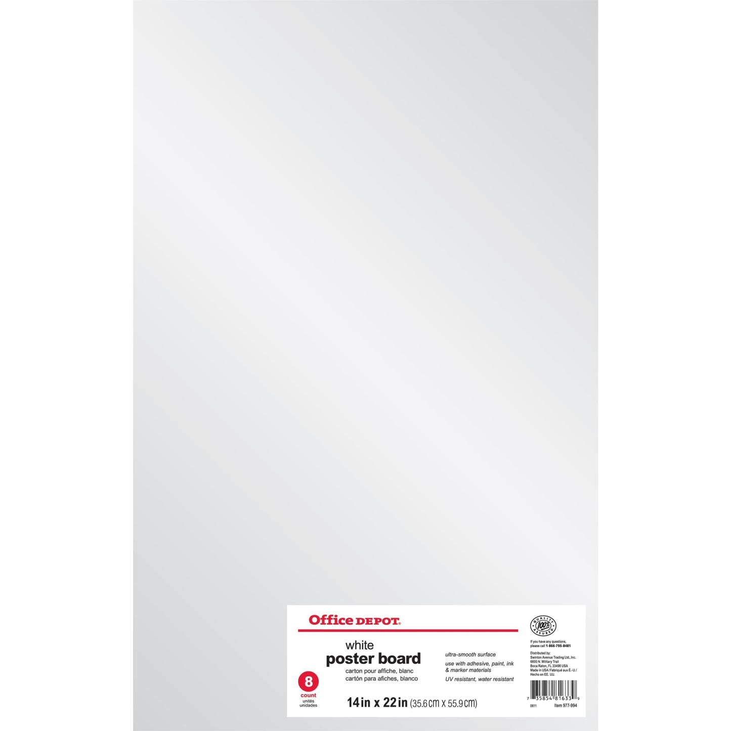 Office Depot� Brand Poster Boards, 14" x 22", White, Pack of 8