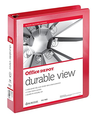 OfficeMax Durable View Binders with Round Ring 1-1/2", Red